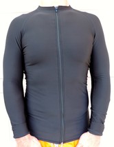 Men&#39;s Zip-Up, Thermal, Black Long Sleeve Rash Guard, Size: Small-2XL -New - £27.49 GBP