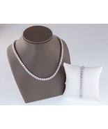 26.00ct T. W. Cz Tenis Collar y Pulsera Hecho En Rodio Bañado en Plata d... - $573.29 CAD