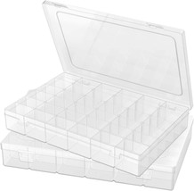 2 Pack Plastic Organizer Container Box, 36 Grids Clear Plastic Parts Org... - £22.03 GBP