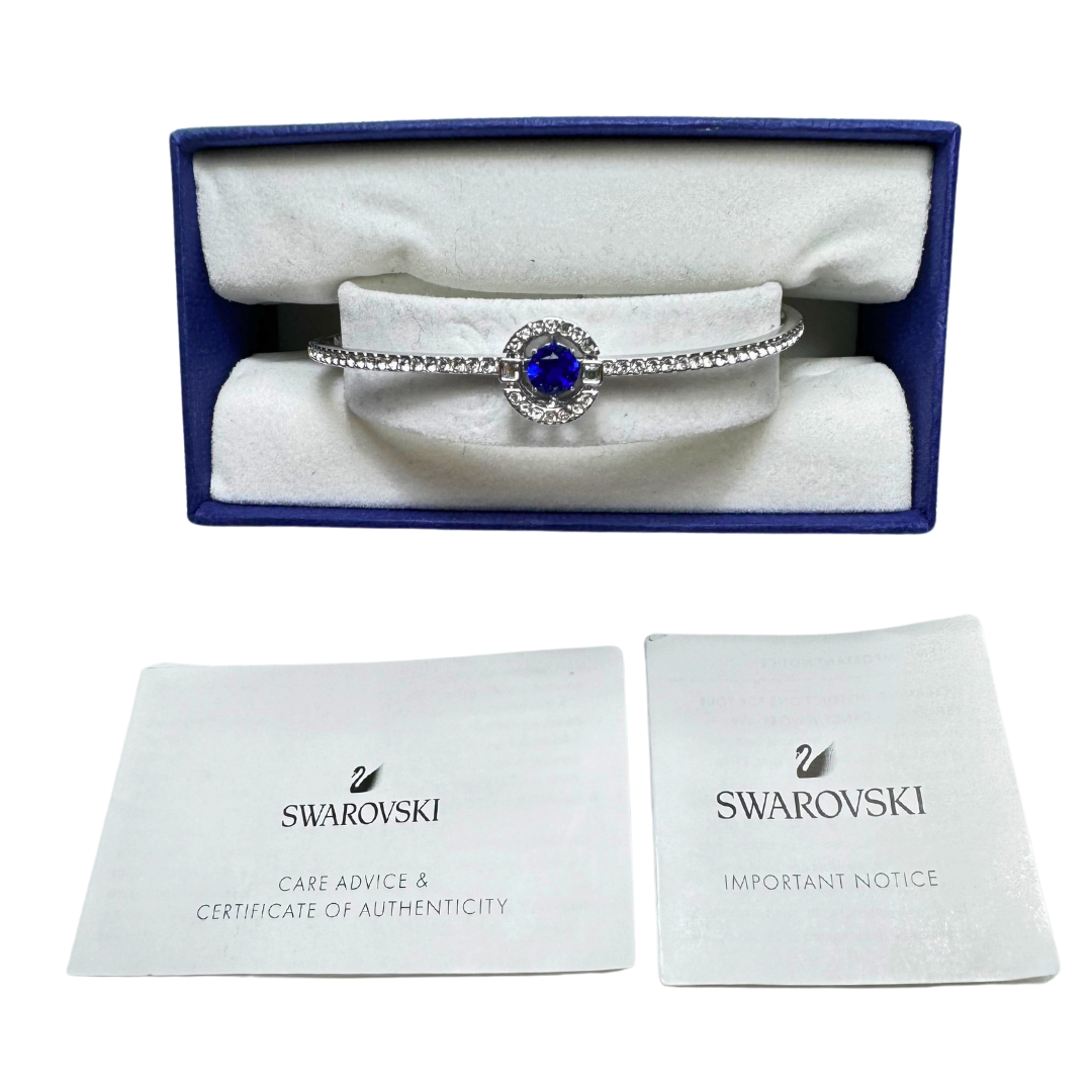 Swarovski Crystal Blue Sparkling Dance Collection Rhodium Plated White Bangle - $150.00
