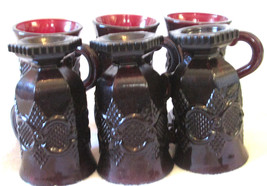 (6) SIX  Avon 1876 Cape Cod Ruby Red Glass Pedestal Coffee Mugs - $46.00