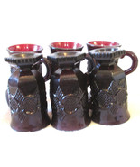 (6) SIX  Avon 1876 Cape Cod Ruby Red Glass Pedestal Coffee Mugs - $46.00