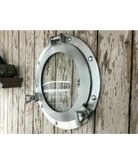 Silver Finish Brass Porthole 12&quot; Maritime Nautical Ship Boat Window Wall... - £74.59 GBP