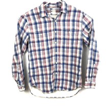 J Crew Mens Shirt Size Medium M Red Blue Plaid Long Sleeve Button Up 100% Cotton - £21.63 GBP