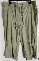 Torrid Linen Pants Womens 18 Green Crop Capri Comfy Pull ON Drawstring Relaxed - £12.55 GBP