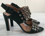 Alaia Slingback High Heels Size 8.5 39 Green Suede Grommet Studded Peep ... - $186.64