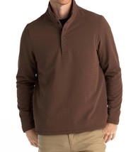 Free Fly gridback fleece snap pullover sweatshirt in MUSTANG - $99.00