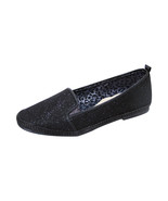 FUZZY Lacy Women Wide Width Metallic Slip On Casual Loafer Flats - $39.95