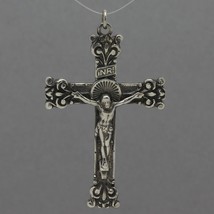 Vintage Catamore Sterling Fleur De Lis Crucifix for Necklace or Rosary 1.25 x 2&quot; - £31.45 GBP