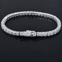 10.2 Ct Round Cut Real Moissanite Tennis Bracelet 7 Inches 14K White Gold Plated - £269.27 GBP