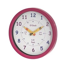 Unity 25 cm Henley Children&#39;s Learn the Time Wall Clock, Pink  - £18.53 GBP