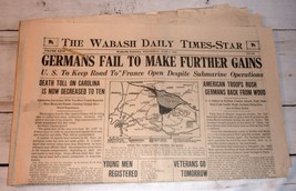Wabash, IN Daily Times-Star, June 5, 1918 - SS Carolina Sunk, Death Toll 10 - £15.51 GBP