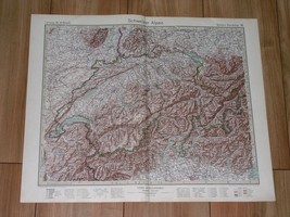 1927 Vintage Map Of Switzerland / Alps - $24.11