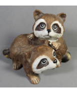 Raccoons Figurine VINTAGE HomeCo 4&quot; x 2.75&quot; Porcelain Bisque #1454. - $12.77