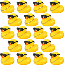 18 Pcs Mini Rubber Ducks Baby Shower Tiny Rubber Ducks Bulk with Sunglasses - £13.41 GBP