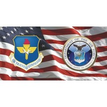 air force training command usaf american flag logo metal license plate usa made - £23.97 GBP