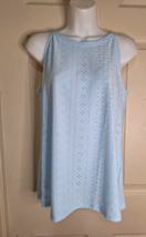 Shein Pale Blue Eyelet Sleeveless Top Blouse Size Medium  NWOT - $9.49