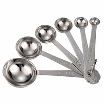 Heavy Duty Stainless Steel Metal Measuring Spoon Set for Dry or Liquid 6 Piece - £7.90 GBP