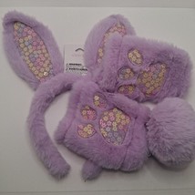 CLAIRE&#39;S Purple EASTER BUNNY EARS HEADBAND GLOVES AND COTTON TAIL SET ON... - $12.00