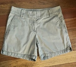 Loft Gray Shorts Size 2 Chino 6&quot; Cotton Flat Front - £6.22 GBP