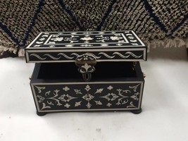 Handmade wooden box beautifully decorated with risin  and Copper handles - £345.32 GBP