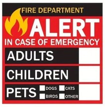 Fire Department Alert - People And Pets Inside Window Stickers / 4 Pack - £4.67 GBP