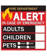 Fire Department Alert - People And Pets Inside Window Stickers / 4 Pack - £4.70 GBP