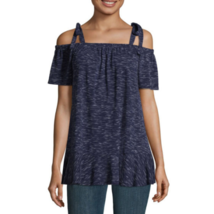 a.n.a. Sleeveless Straight Neck Knit Blouse American Navy Medium Shoulder Ties - £14.26 GBP