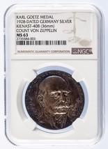 1928 Silver Karl Goetz Medal K #408 Count Von Zeppelin Graded By NGC As-... - €522,82 EUR
