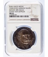 1928 Silver Karl Goetz Medal K #408 Count Von Zeppelin Graded By NGC As-... - €522,82 EUR