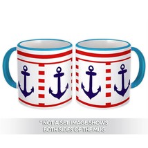 Nautical Anchor : Gift Mug Maritime Kids Nursery Decor Fashion Pattern Father Br - £12.70 GBP