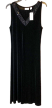 Chico&#39;s Travelers Dazzle Up Dress Black Glitzy Embroidered V Neck VTG SZ 1 (XS) - £49.31 GBP