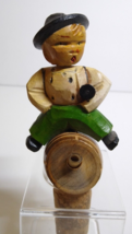 ANRI Mechanical Drink Pourer Bottle Stopper Wood Carved Puppet Pivot Head Italy - £25.17 GBP