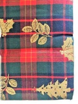 Christmas Fabric Tablecloth Tartan Overprint Plaid 52x70&quot; Oblong Red Blue Green - £24.56 GBP