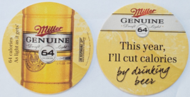 Miller Genuine Draft Light Beer lot of 6 round dbl sided cardboard coasters, New - £3.89 GBP