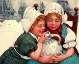Vtg Cartolina 1910s Olandese Bambina Bambini Con Latte Brocca Caraffa Go... - $14.29
