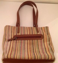 Stone Mountain Woven Weave Vertical Stripe Bag Purse Handbag Brown Tan G... - $27.43
