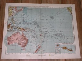 1905 Original Antique Map Australia Oc EAN Ia Pacific Guam Hawaii German Colonies - £15.08 GBP