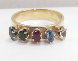 14k Yellow Gold Mother&#39;s Sz 8.75 Ring 4mm Band 5 Birthstone .50ct Custom Made 5g - £287.37 GBP
