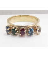 14k Yellow Gold Mother&#39;s Sz 8.75 Ring 4mm Band 5 Birthstone .50ct Custom... - £293.50 GBP