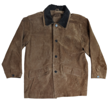 George Mens Size Large Brown Suede Leather Barn Coat Jacket - £19.77 GBP