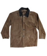 George Mens Size Large Brown Suede Leather Barn Coat Jacket - $24.74