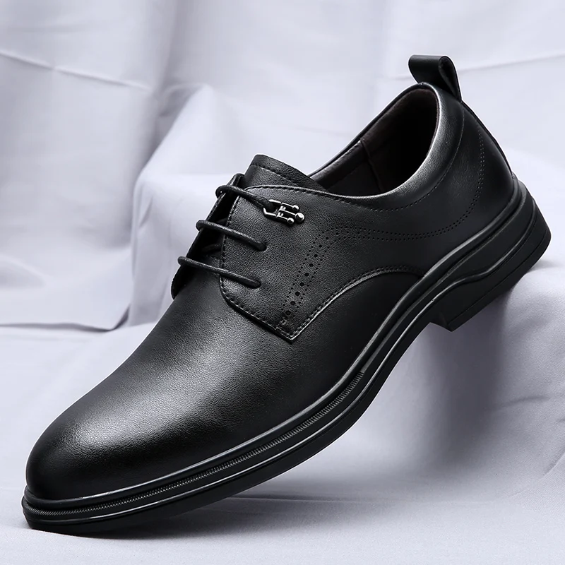 Men Formal Shoes lace up genuine Leather Business Casual Shoes men fashi... - $73.33