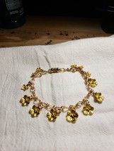 Handcrafted Adj 6-8 Charm Bracelet Gold Color Flowers Chain 100% Handcra... - $14.01