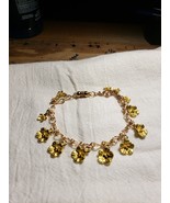 Handcrafted Adj 6-8 Charm Bracelet Gold Color Flowers Chain 100% Handcra... - £11.06 GBP