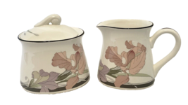 New Decade Noritake Cafe Du Soir Covered Sugar Bowl and Creamer Japan Fl... - £14.80 GBP