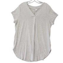 Old Navy Women Shirt Size L Gray Heather Stretch Classic Short Sleeve V-... - $12.60