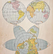 1898 Map East &amp; West Hemispheres Victorian Physical Geography Atlas Prin... - $441.17 MXN