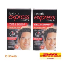 2x Restoria Express Men Restoring Hair Cover Grey Dark Brown Styling Color Cream - £44.63 GBP