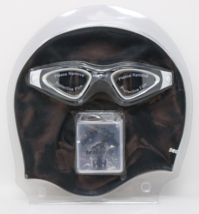 Swimming Goggles &amp; Swim Cap Combo Pack Sealbuddy UV Adjustable Strap Blk... - £10.74 GBP